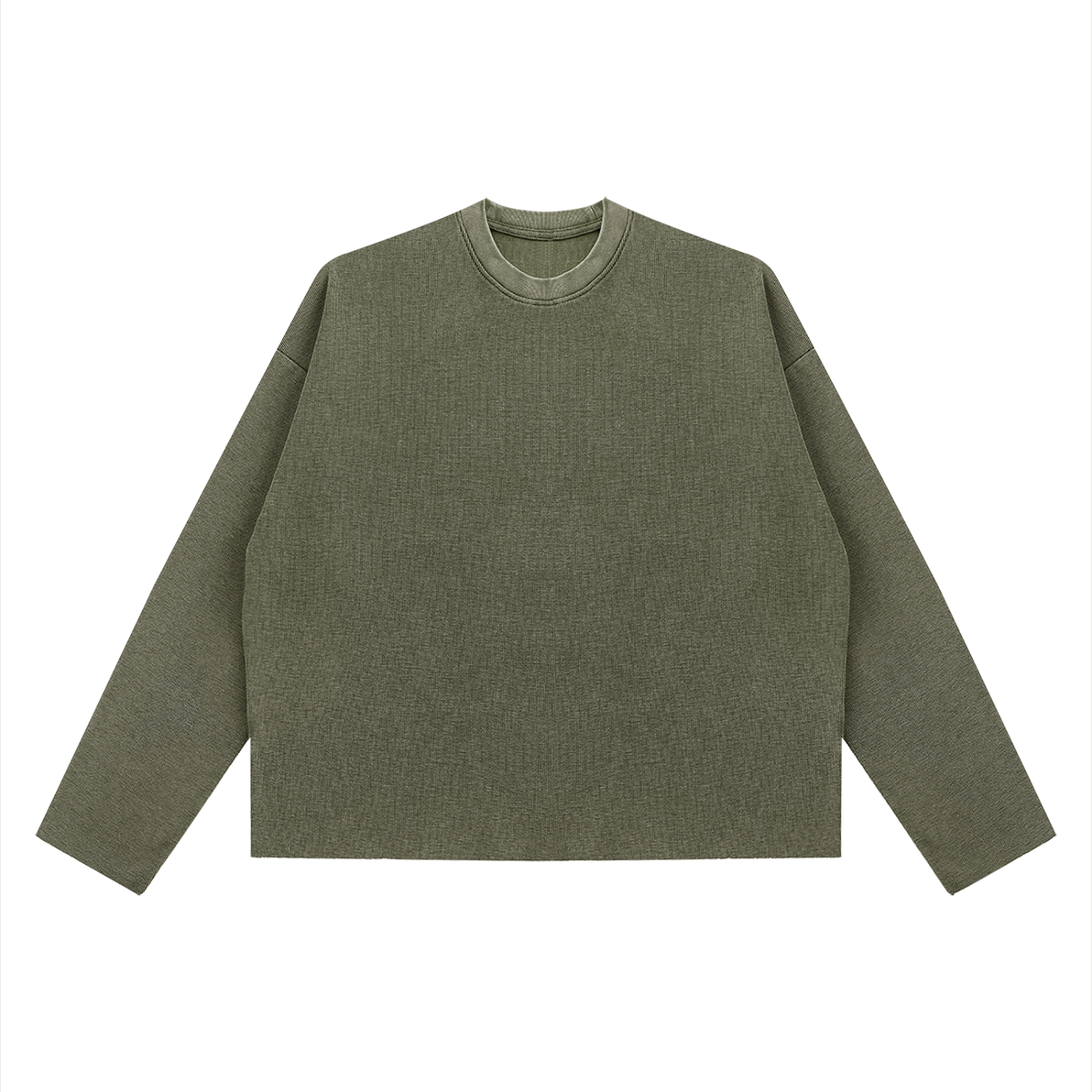 Vintage Wash Boxy Waffle Raw Edge T-Shirt | ヴィンテージウォッシュ ワッフル L/S Tシャツ