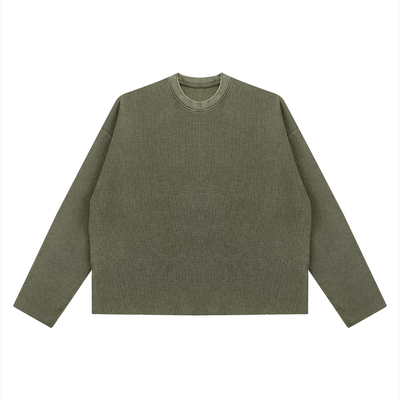 Vintage Wash Boxy Waffle Raw Edge T-Shirt | ヴィンテージウォッシュ ワッフル L/S Tシャツ