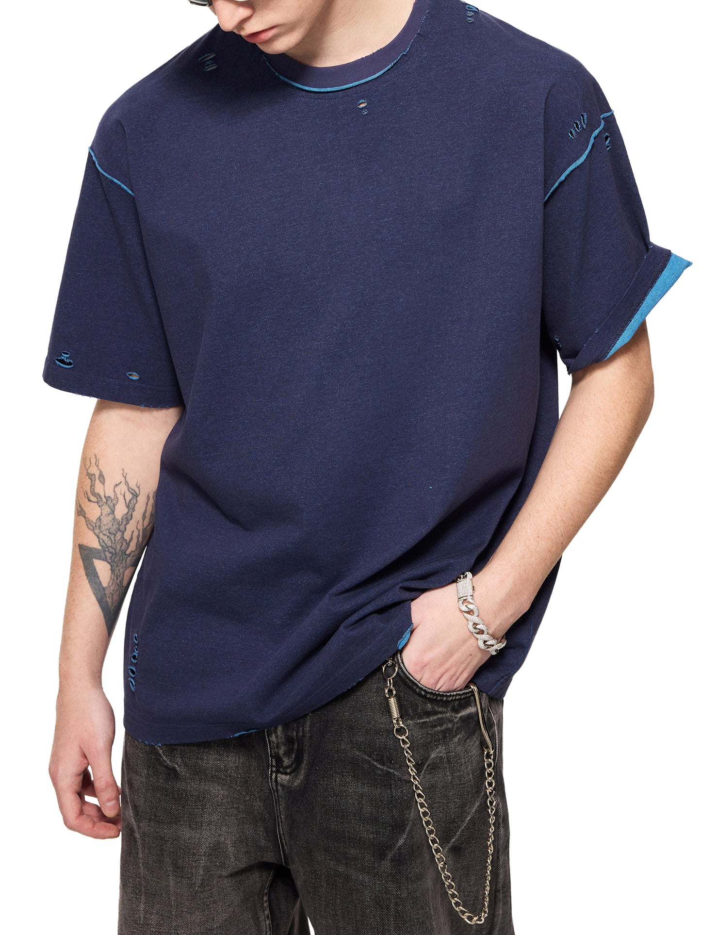 Hand-frayed Reversible T-shirt | フレイド リバーシブルTシャツ