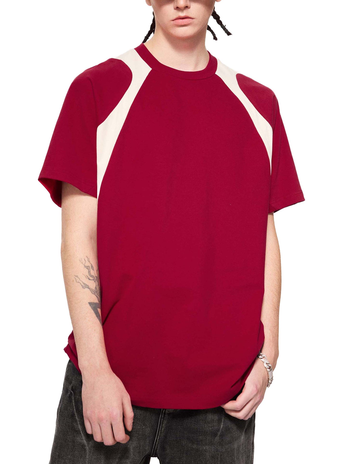 Contrast Panel Cotton T-Shirt | コントラストパネル Tシャツ