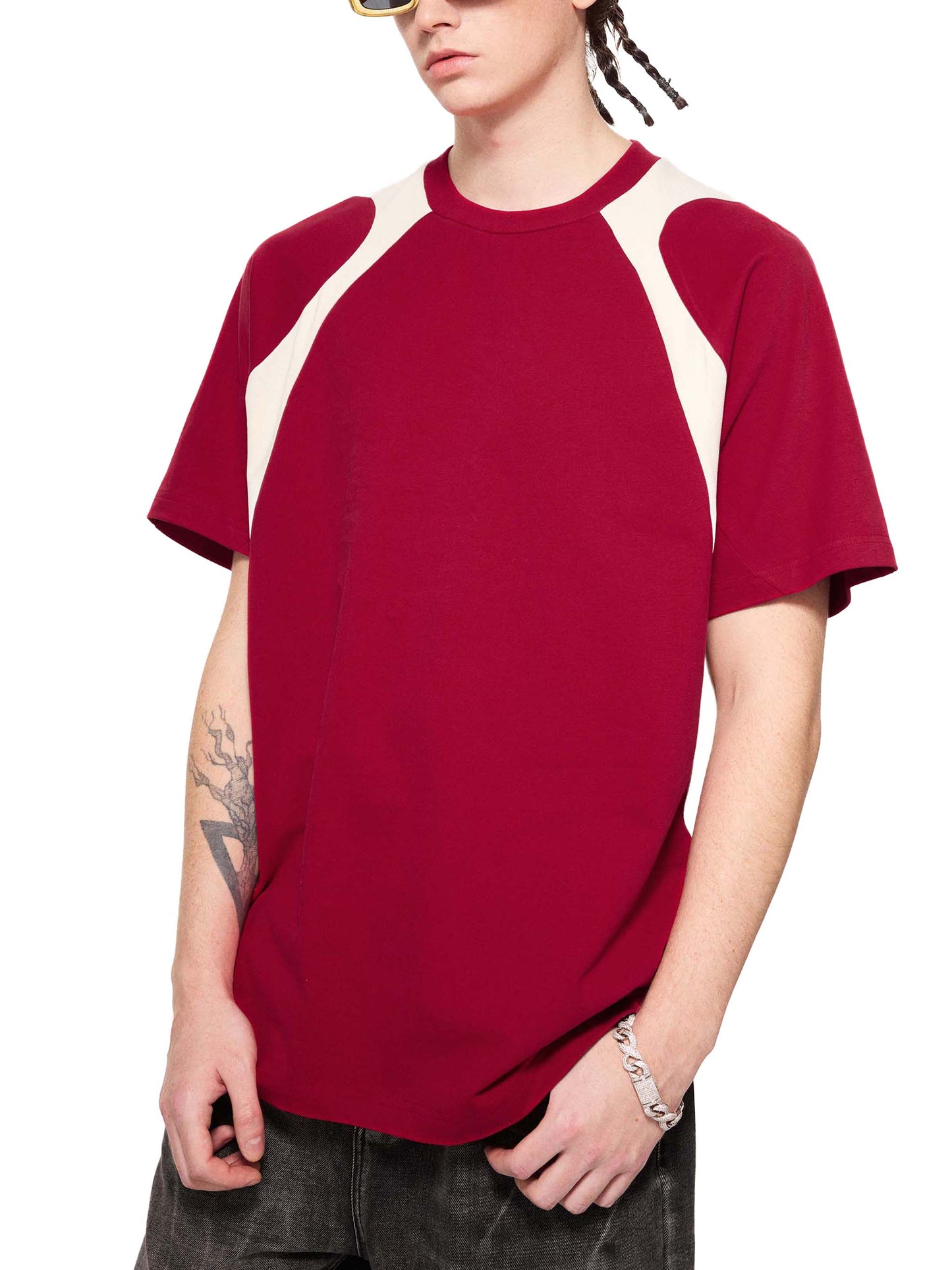 Contrast Panel Cotton T-Shirt | コントラストパネル Tシャツ