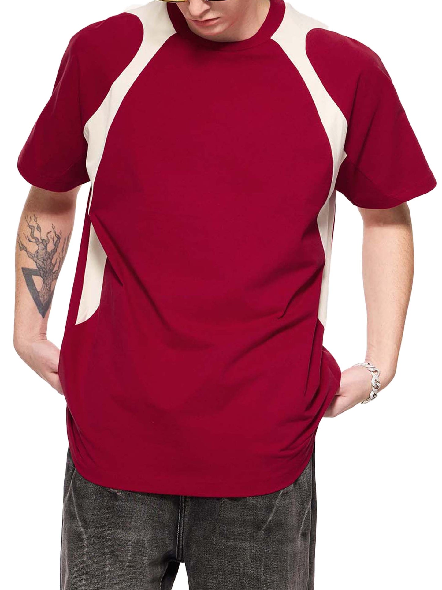 Contrast Panel Cotton T-Shirt | コントラストパネル Tシャツ