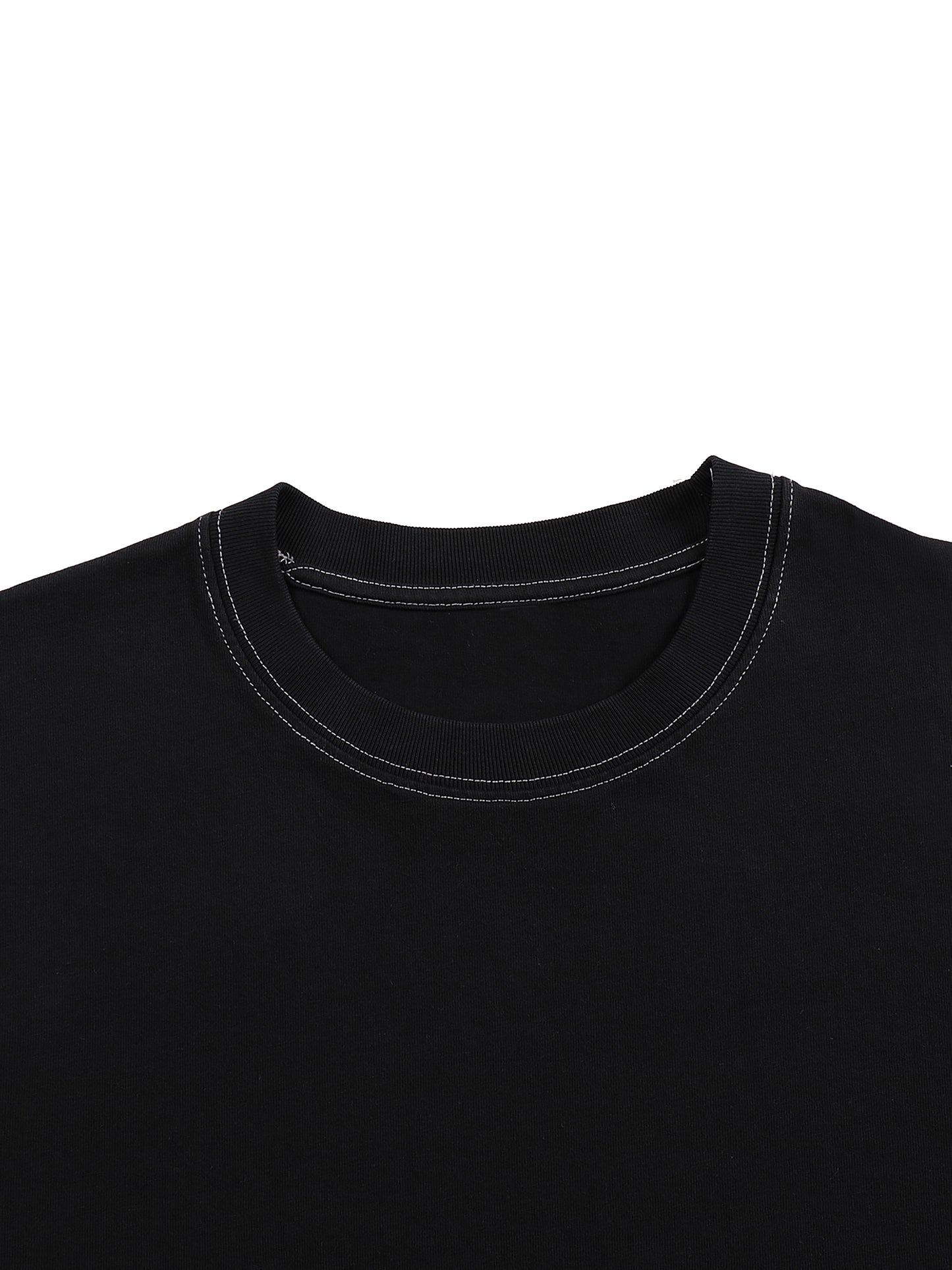 Streetwear Contrast-Stitched Cotton T-Shirt | ストリート 配色ステッチTシャツ
