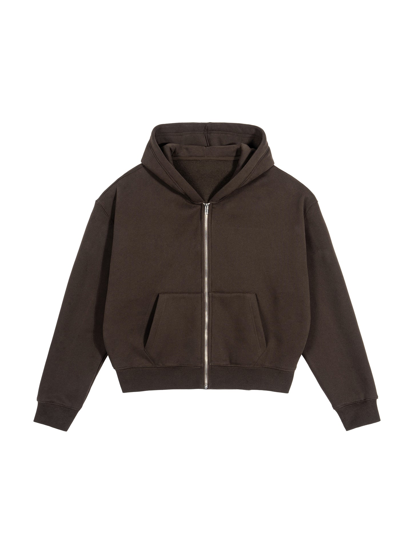 Cropped Zip Hoodie | 短丈 ジップ フーディ - BROWN