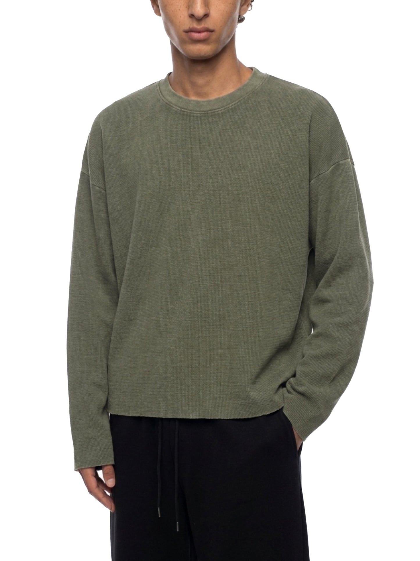 Vintage Wash Boxy Waffle Raw Edge T-Shirt | ヴィンテージウォッシュ ワッフル L/S Tシャツ
